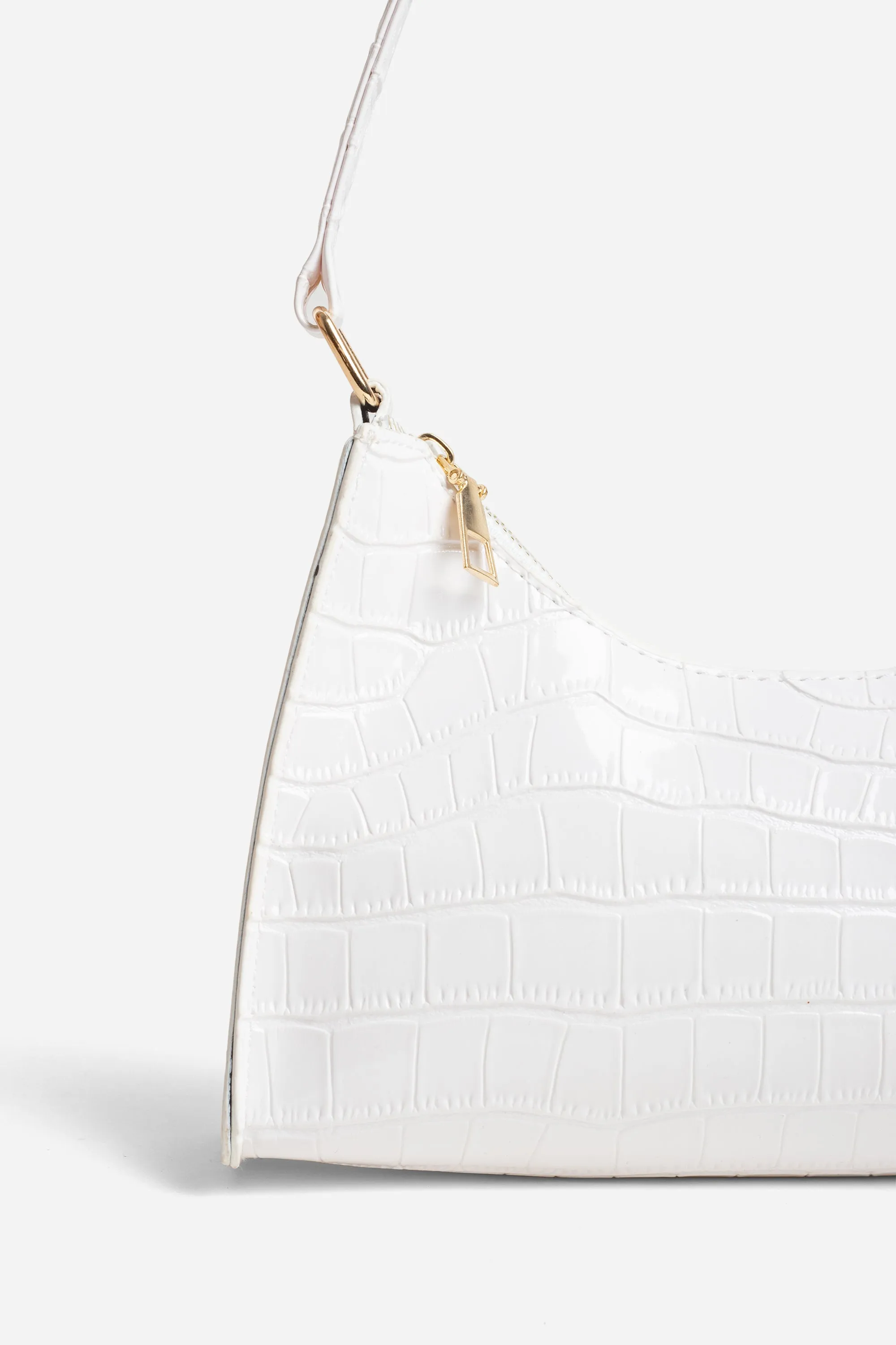 Lucia Mini White Croc Bag