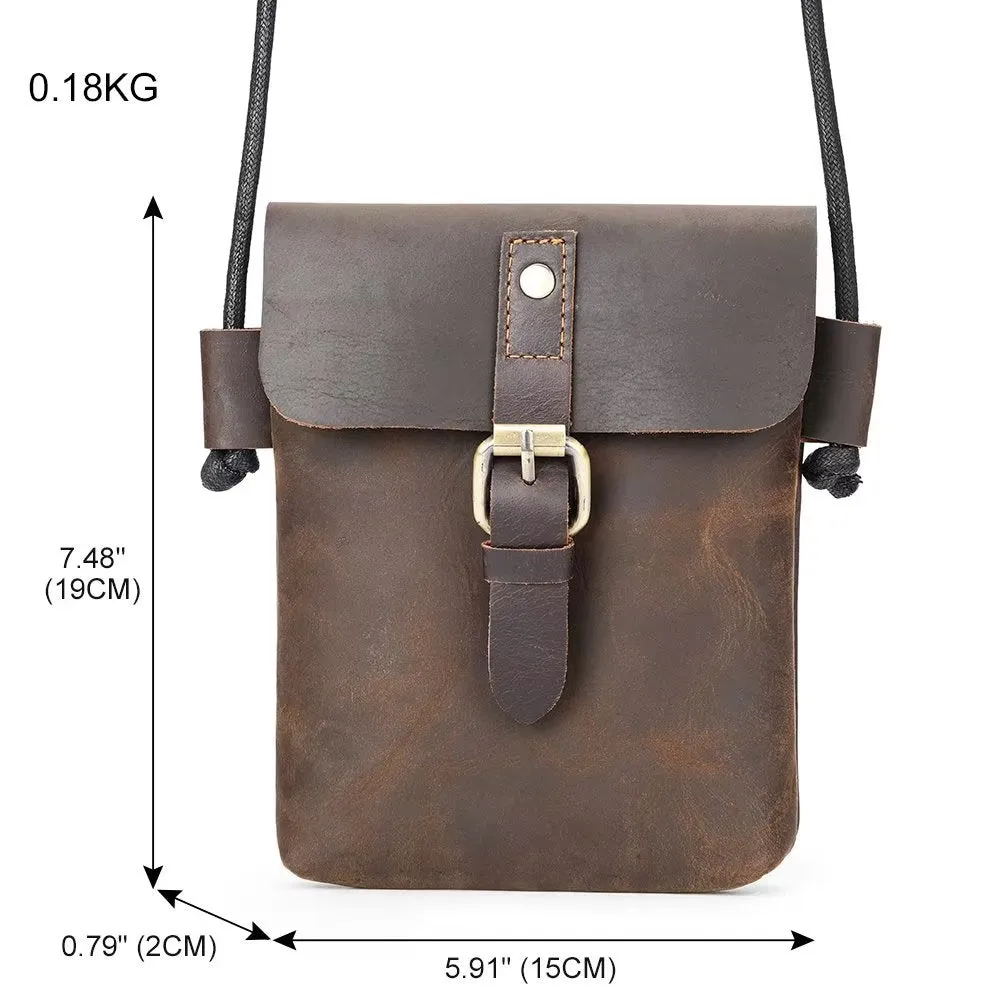 Luxury Crazy Horse Leather Men's Crossbody Bag