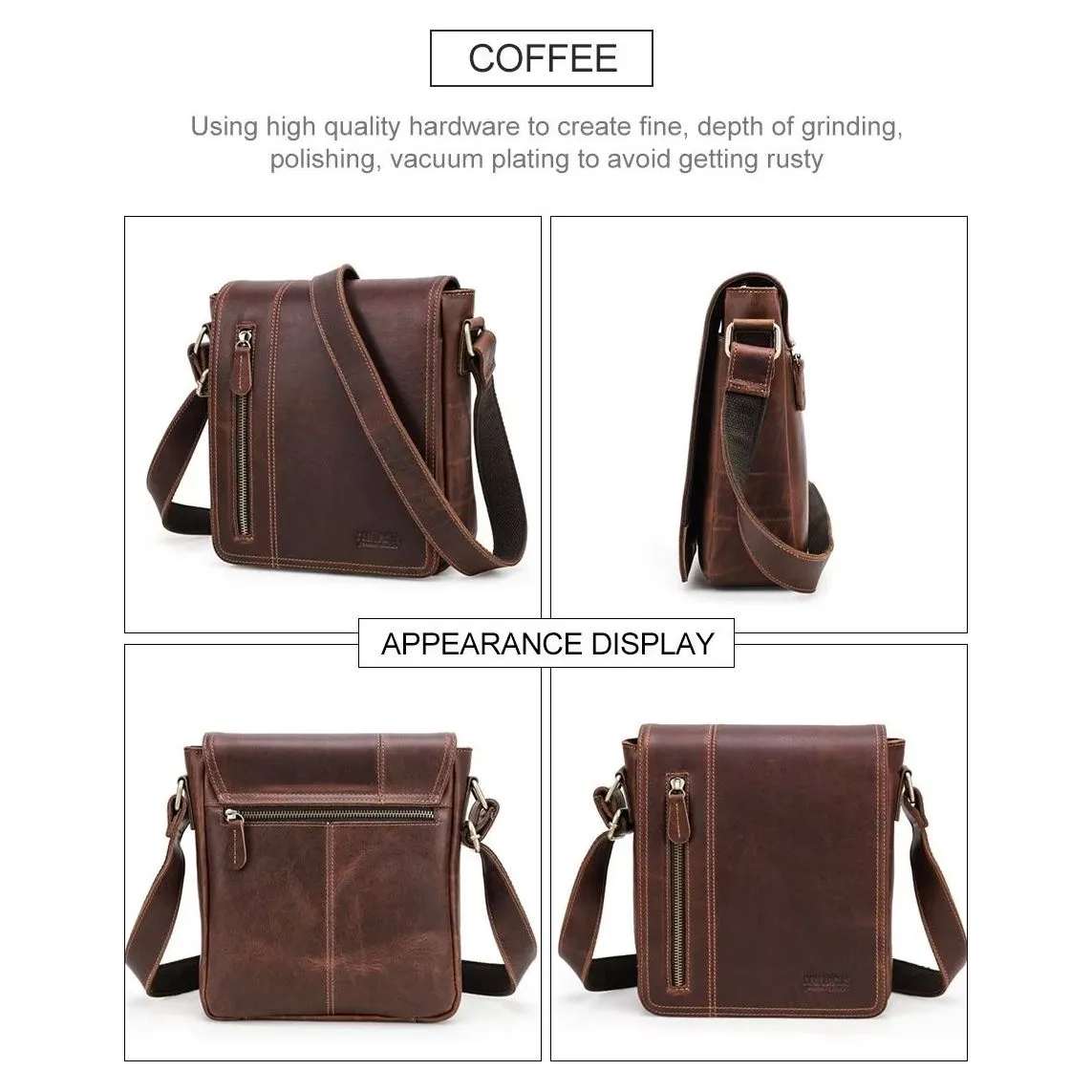 Luxury Leather Flap Compact Crossbody Bag