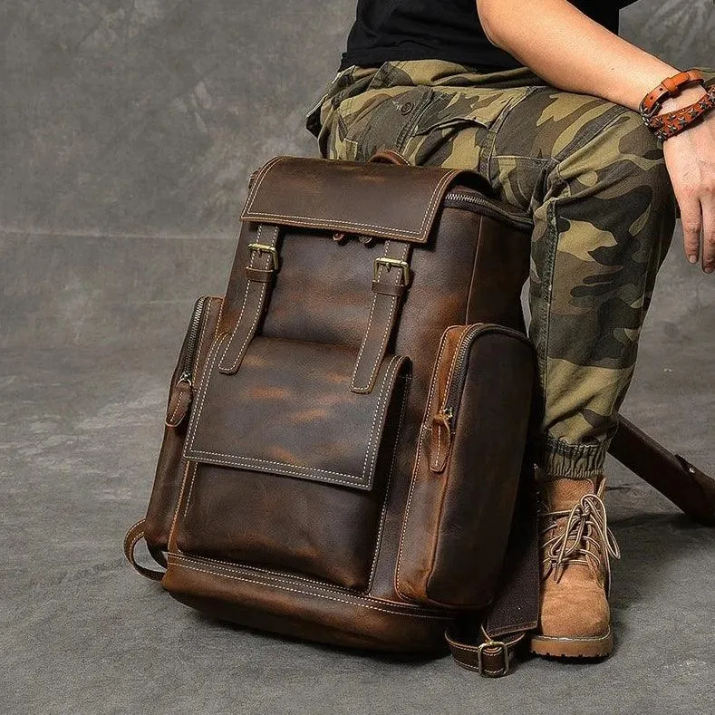 M814 Cool Backpack - Vintage Leather Hiking Bag For Men's