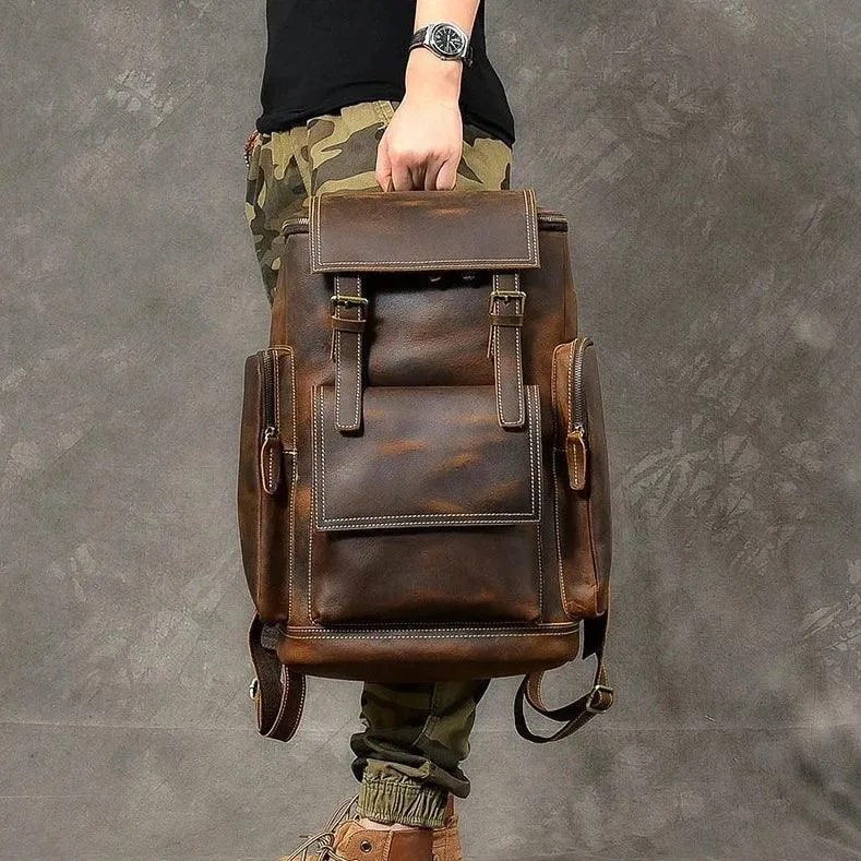 M814 Cool Backpack - Vintage Leather Hiking Bag For Men's