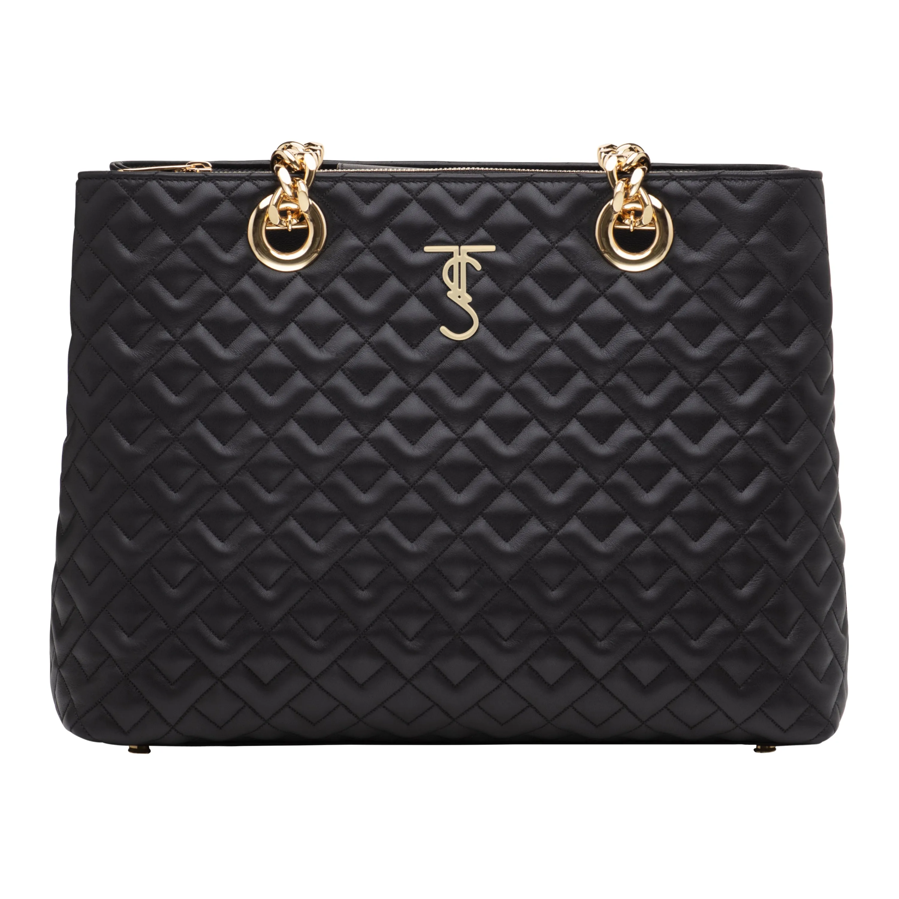 Madison Quilted Tote Handbag -Black