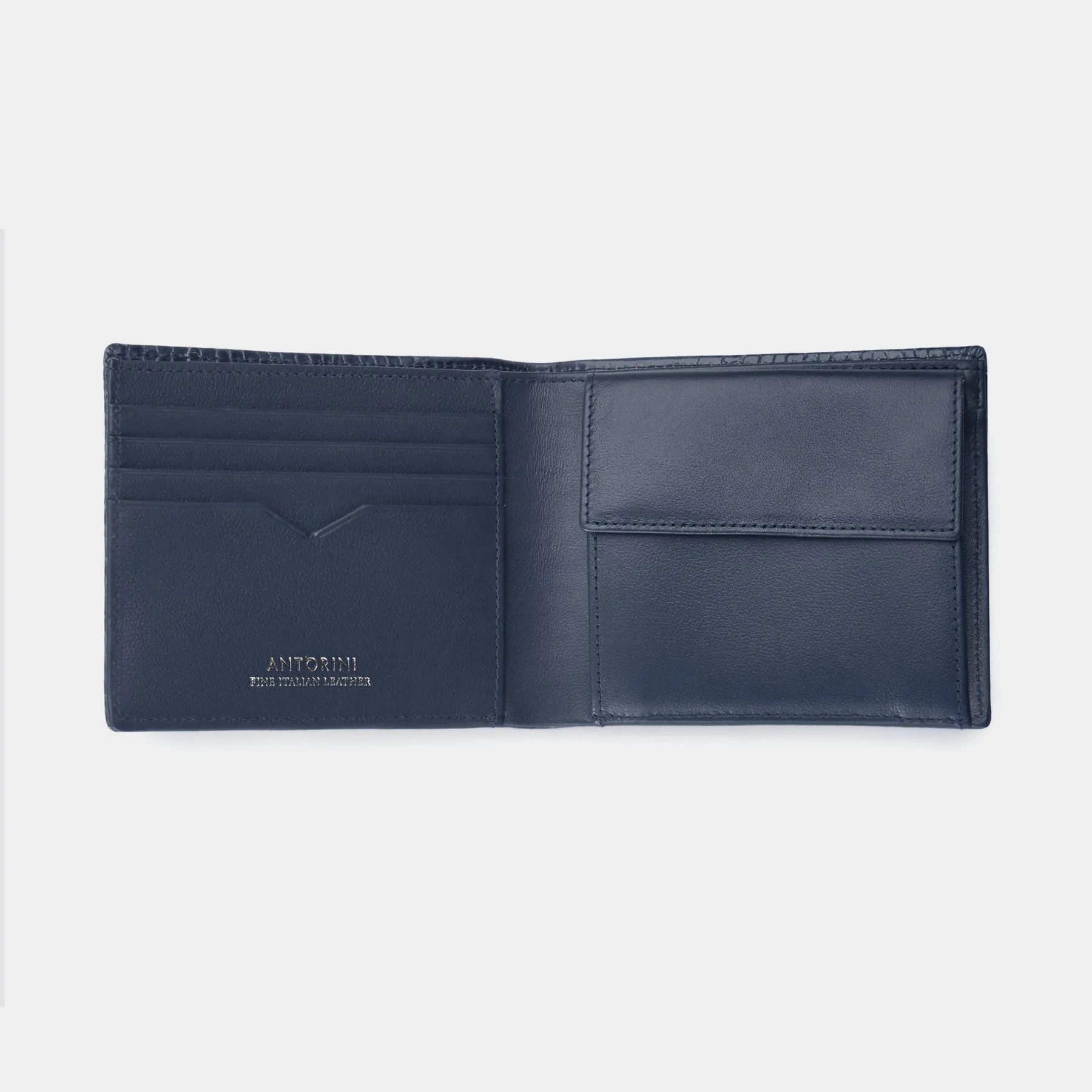 Men's Billfold Coin Wallet ANTORINI Elite in Blue Croc