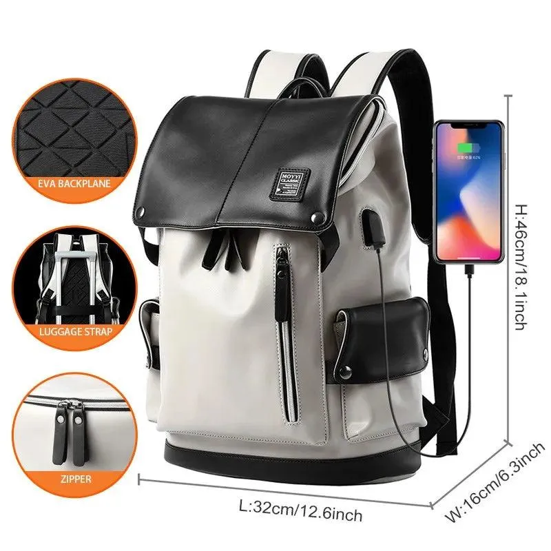 Men's Cool Backpacks SF0135 Casual Fashion Large Capacity Leather Laptop Bags