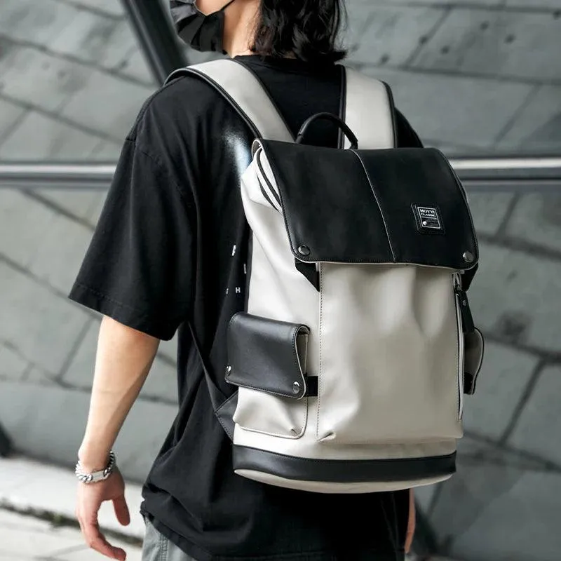 Men's Cool Backpacks SF0135 Casual Fashion Large Capacity Leather Laptop Bags