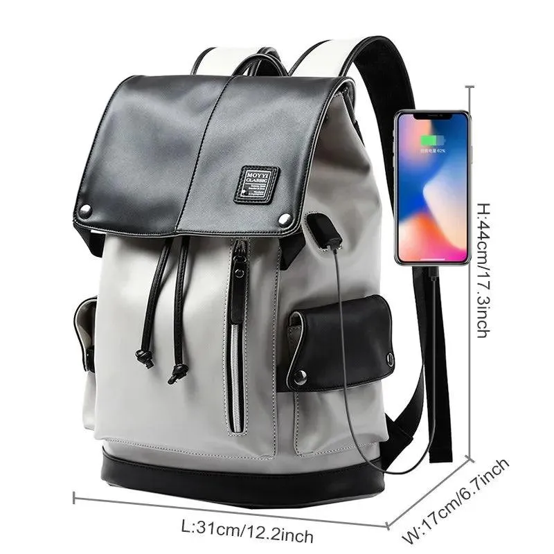 Men's Cool Backpacks SF0135 Casual Fashion Large Capacity Leather Laptop Bags