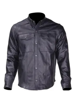 Mens Light Weight Leather Shirt For Summer Riding