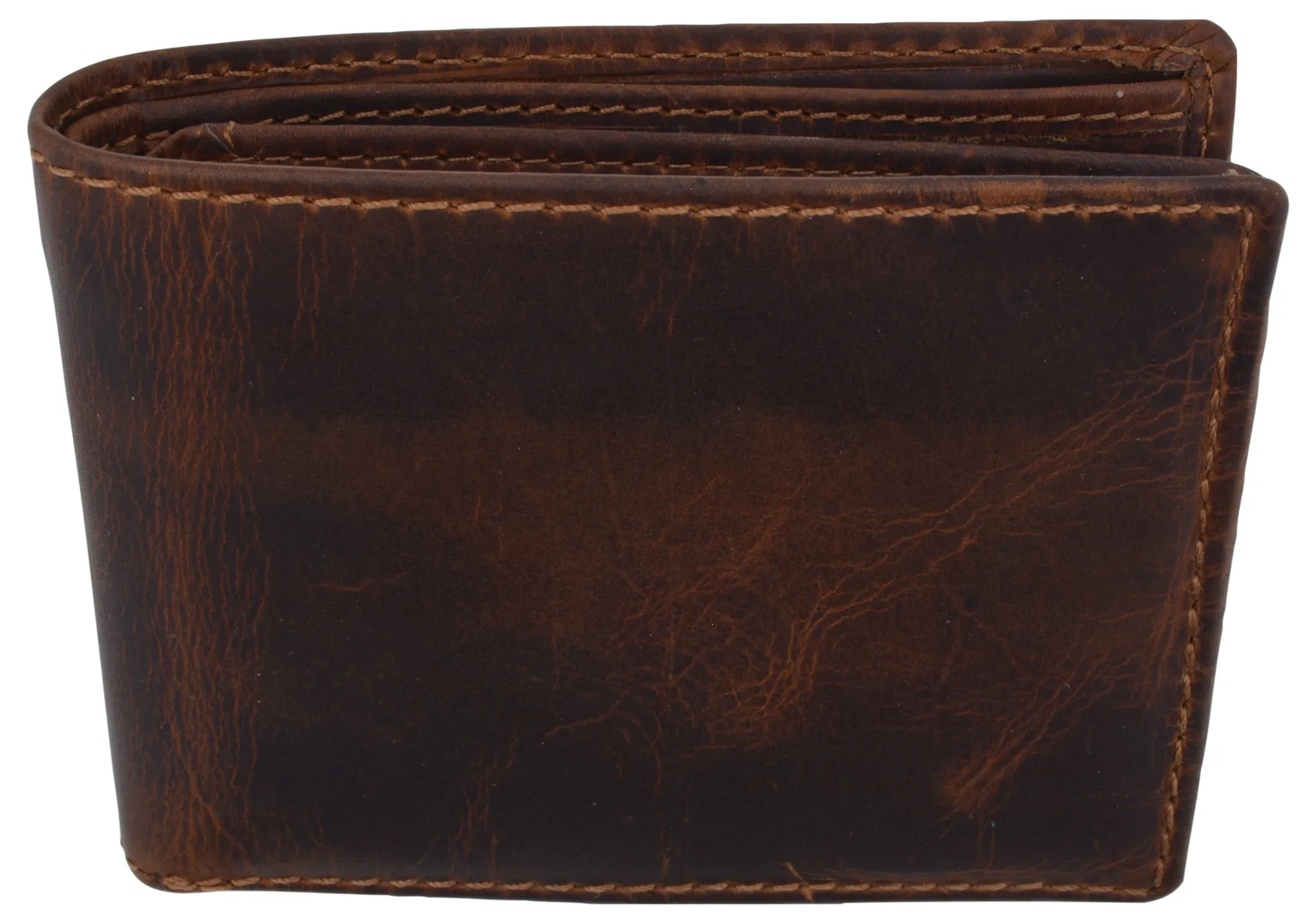 Mens RFID Blocking Crazy Horse Credit Card ID Bifold Wallet by Cazoro