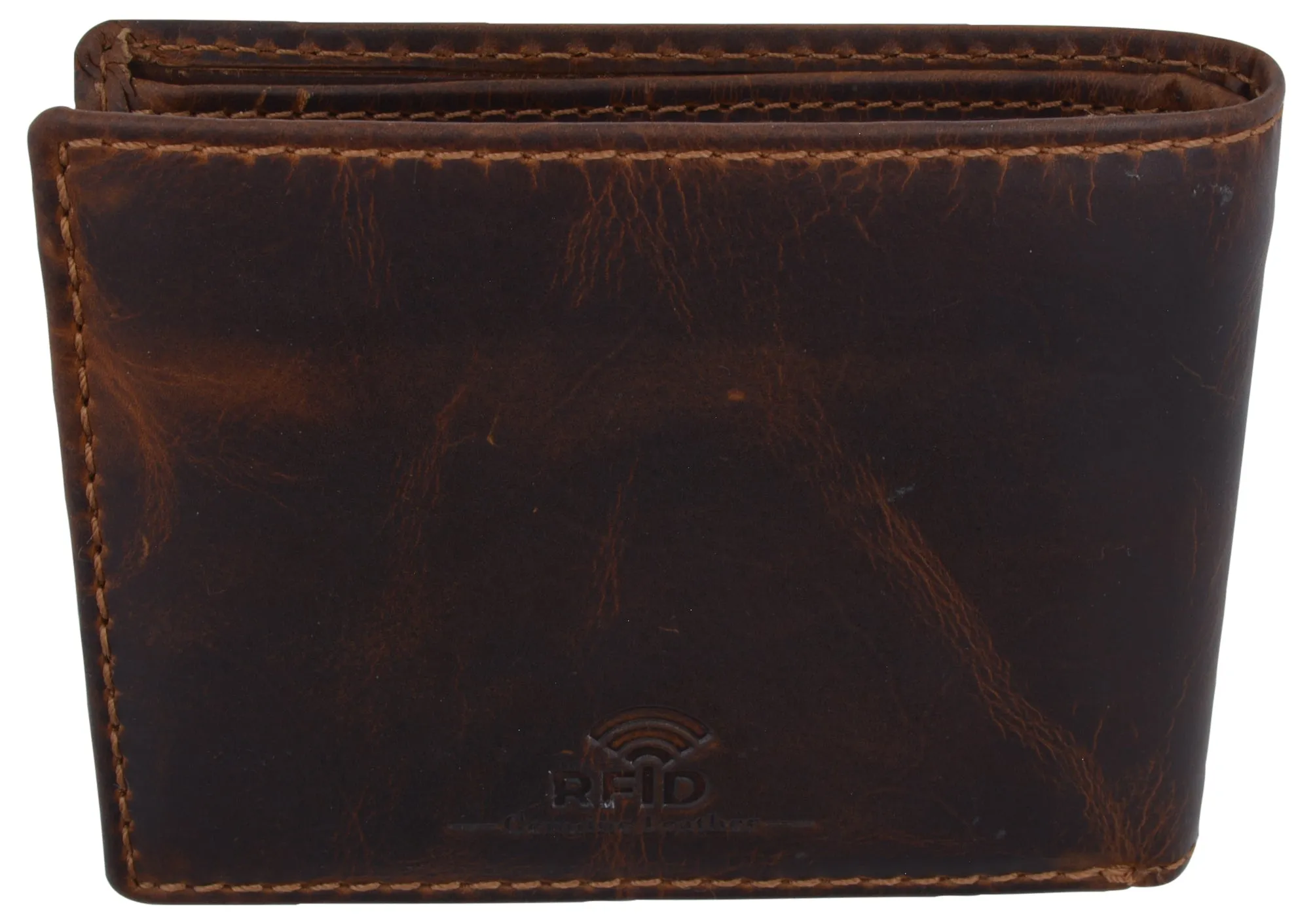 Mens RFID Blocking Crazy Horse Credit Card ID Bifold Wallet by Cazoro