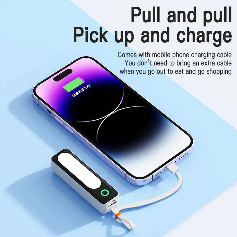 Mini Power Bank Portable 10000mAh Charger Self-contained Line Fast Charging External Battery With Light