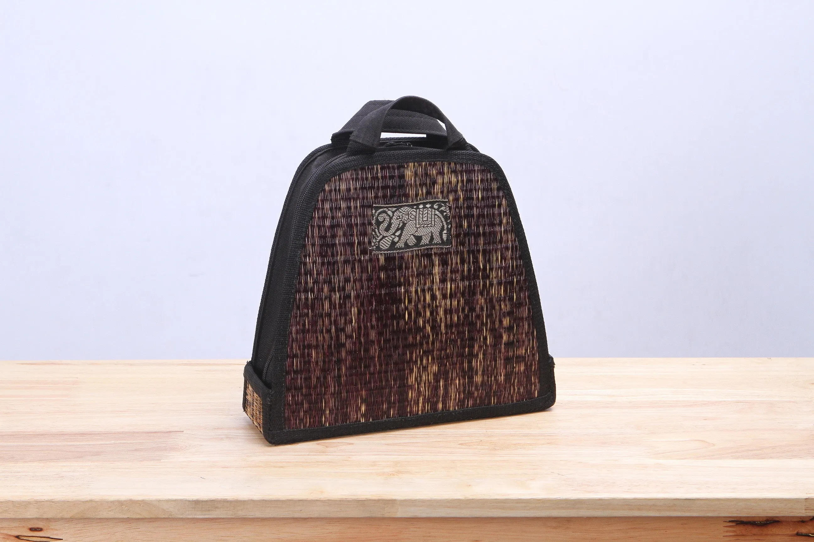 Mini Sedge Wicker Backpack (Dark Brown)