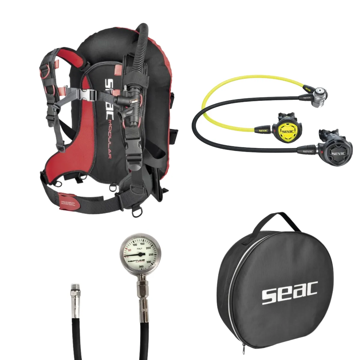 Modular Value Dive Master Seac IT 300 Regulator Set with Modular BCD & Gauge SPG Dive Package