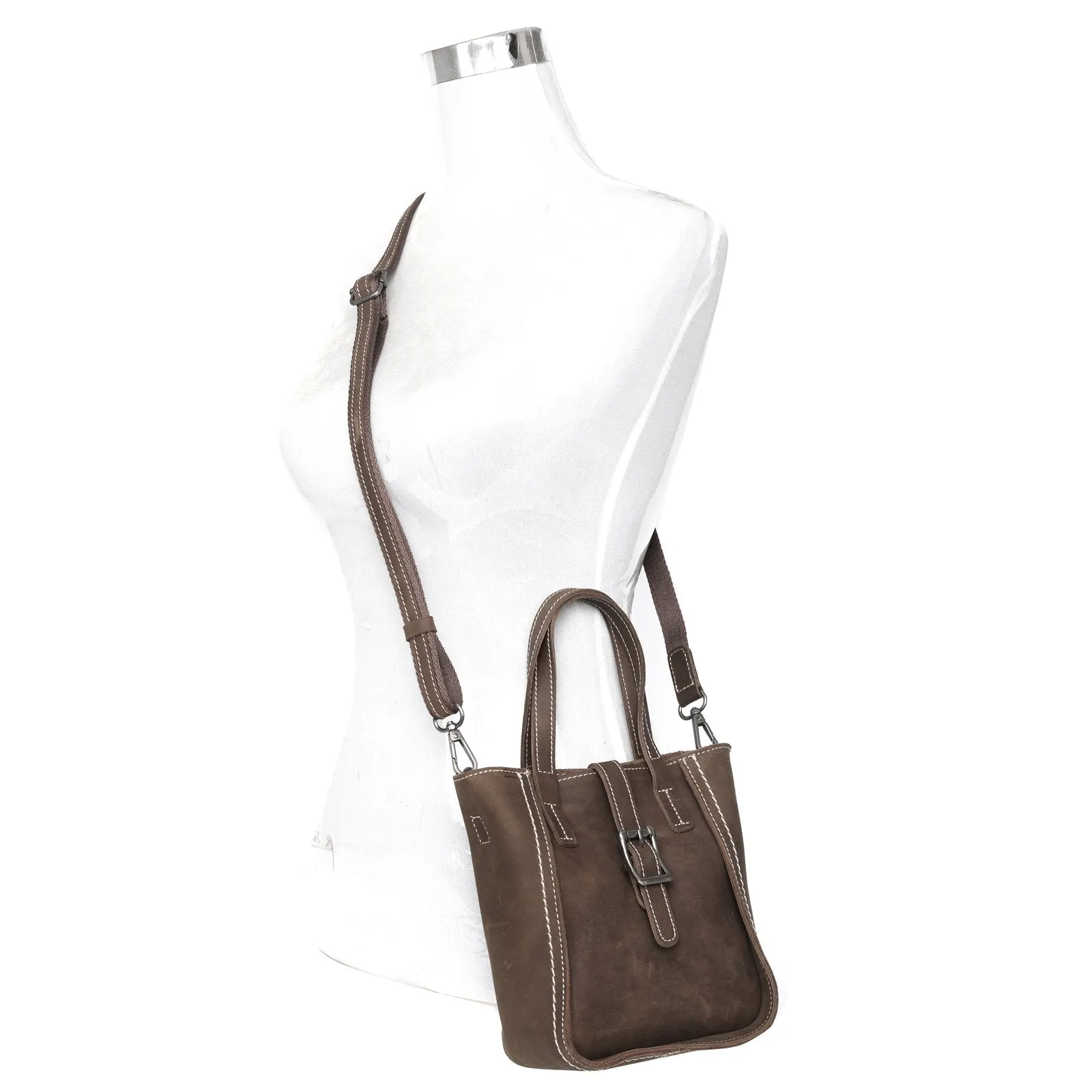 Montana West Genuine Leather Mini Crossbody with detachable pouch