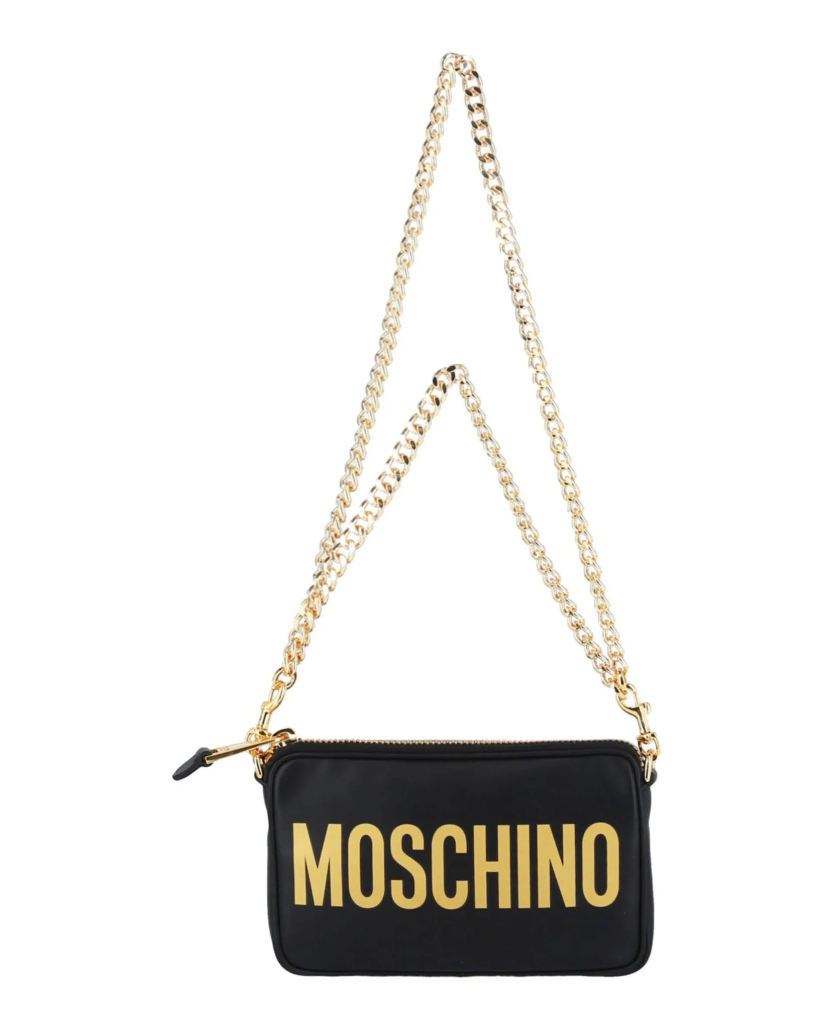 Moschino Logo Leather Chain Shoulder Bag