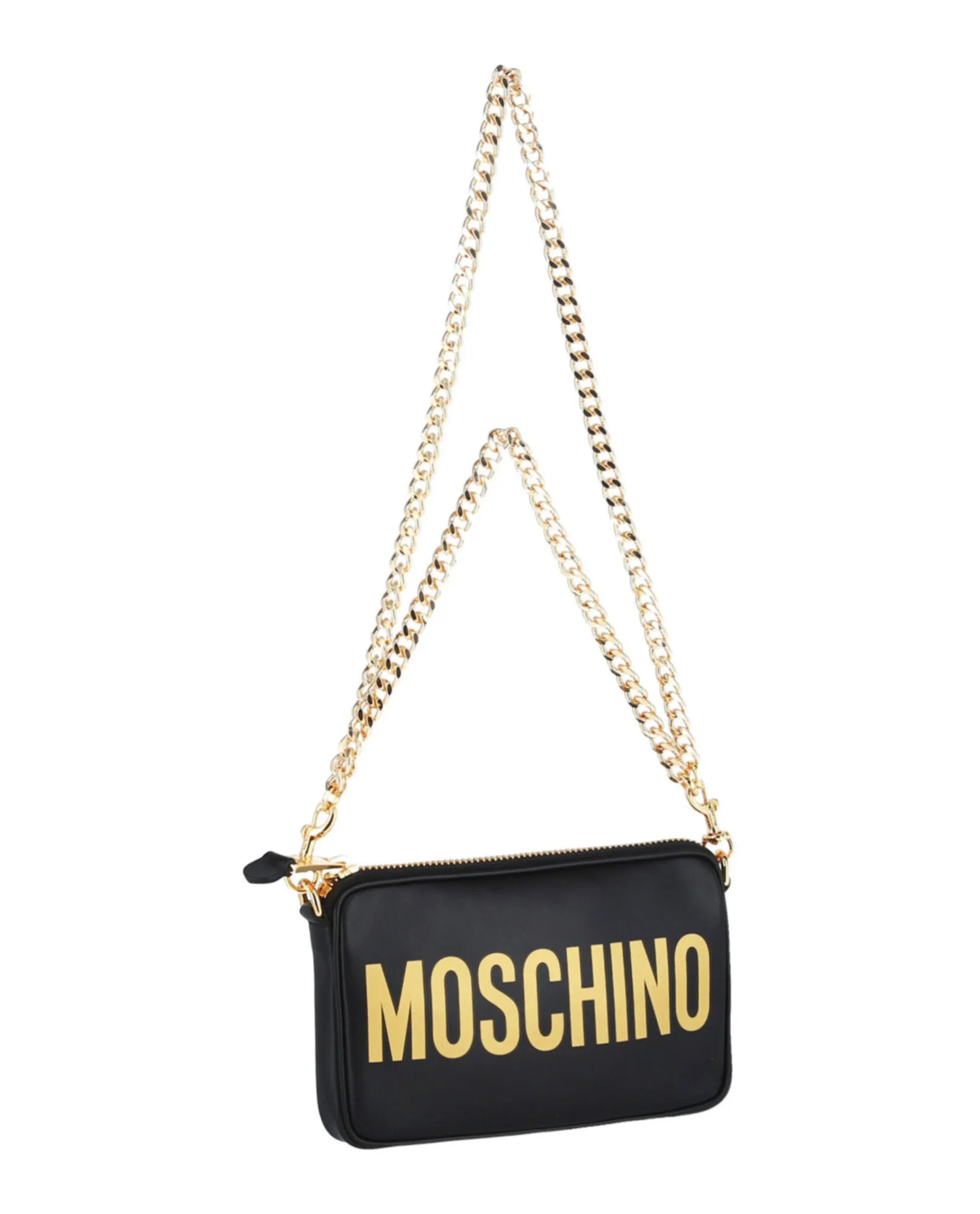 Moschino Logo Leather Chain Shoulder Bag