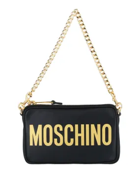 Moschino Logo Leather Chain Shoulder Bag