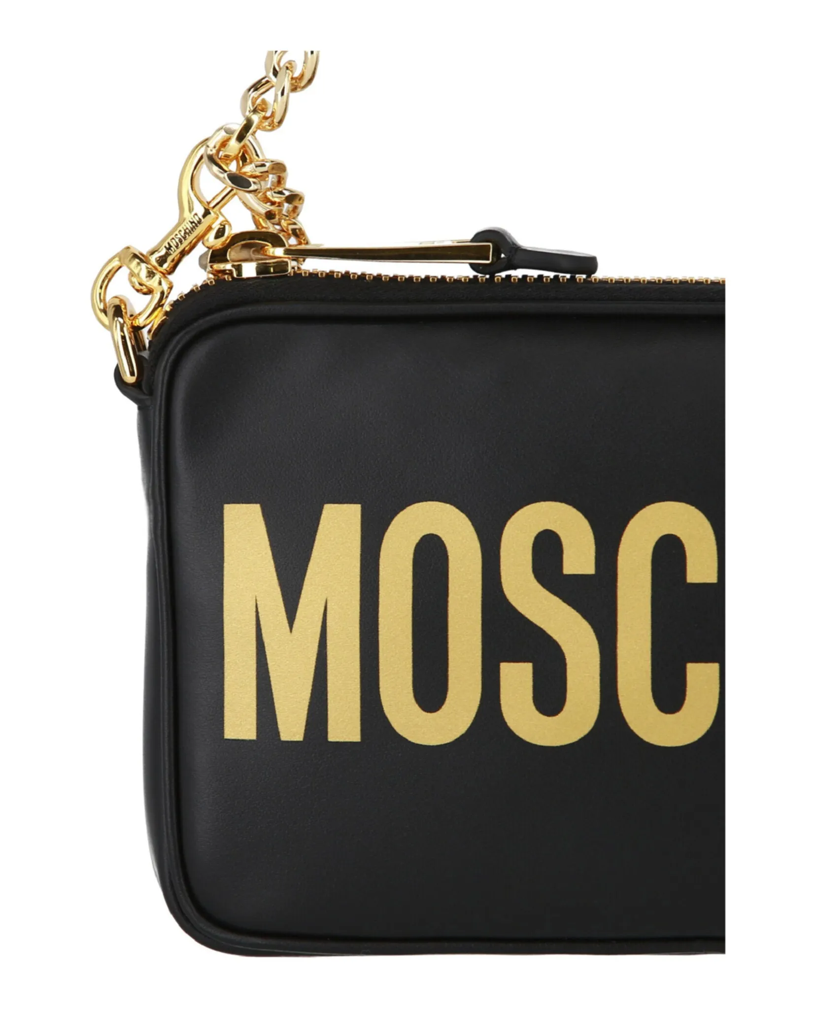 Moschino Logo Leather Chain Shoulder Bag