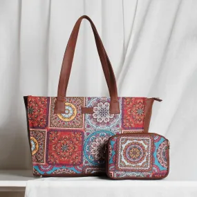 Multicolor Mandala Print - Office Tote Bag & Sling Bag Combo