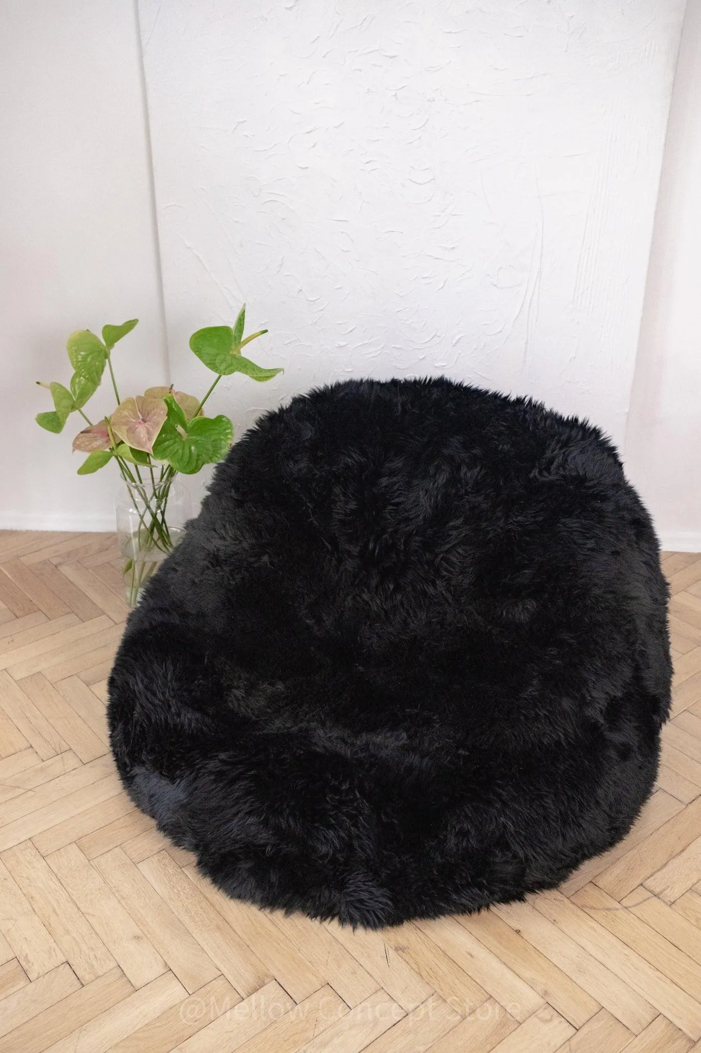 Natural Sheepskin Beanbag - Black