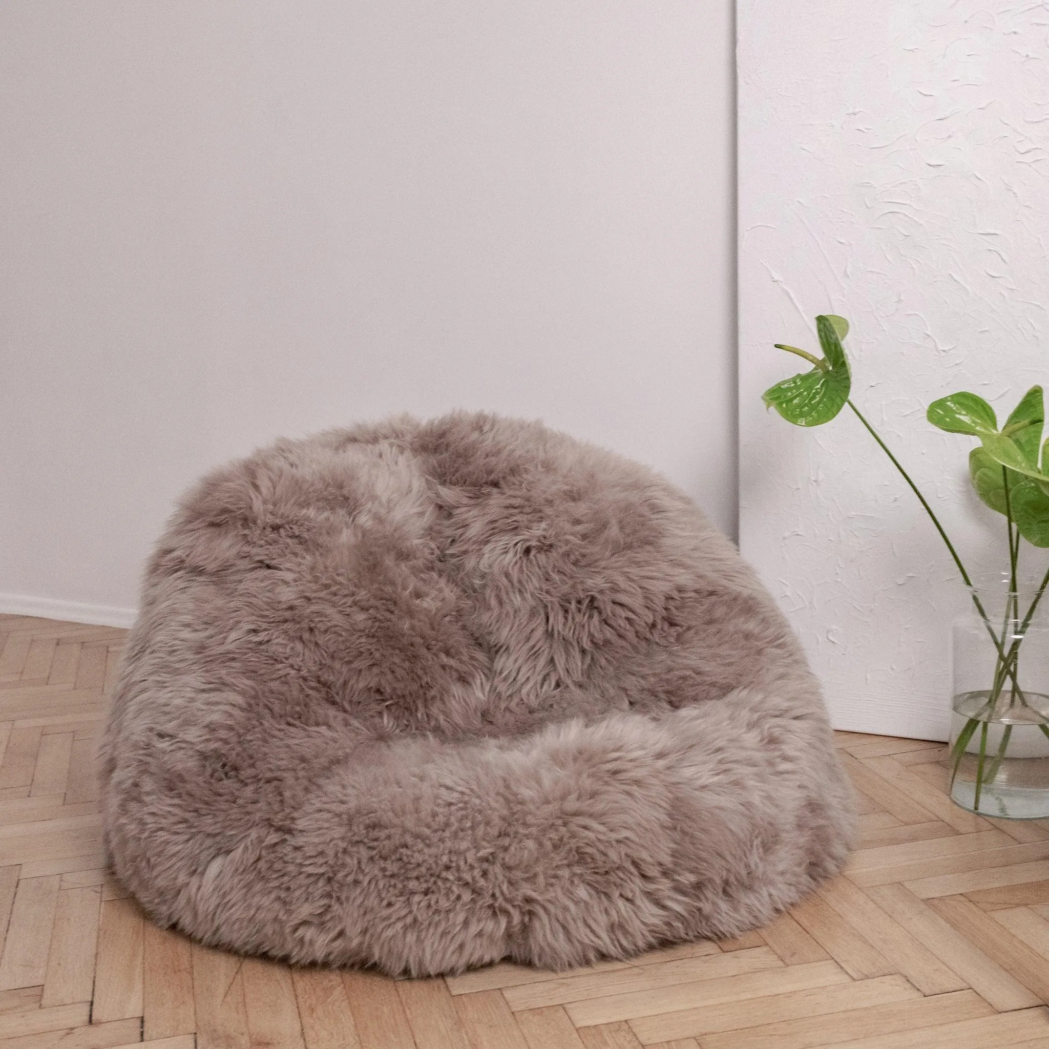 Natural Sheepskin Beanbag - Greige