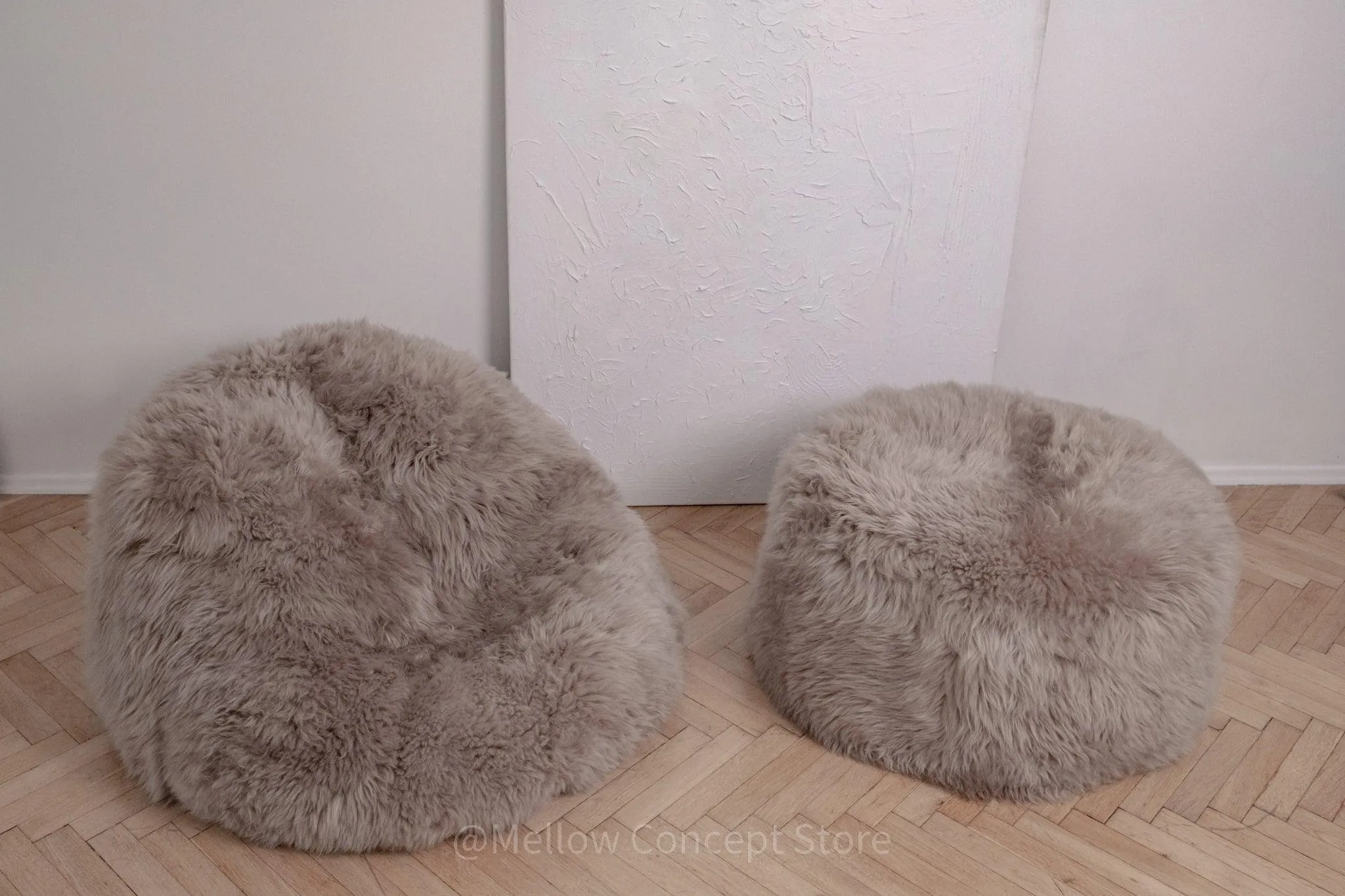 Natural Sheepskin Beanbag - Greige