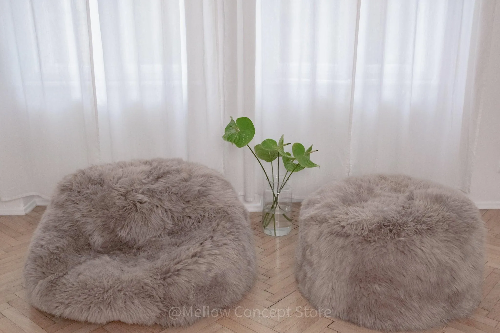 Natural Sheepskin Beanbag - Greige