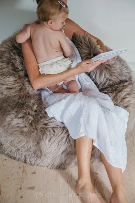 Natural Sheepskin Beanbag - Greige