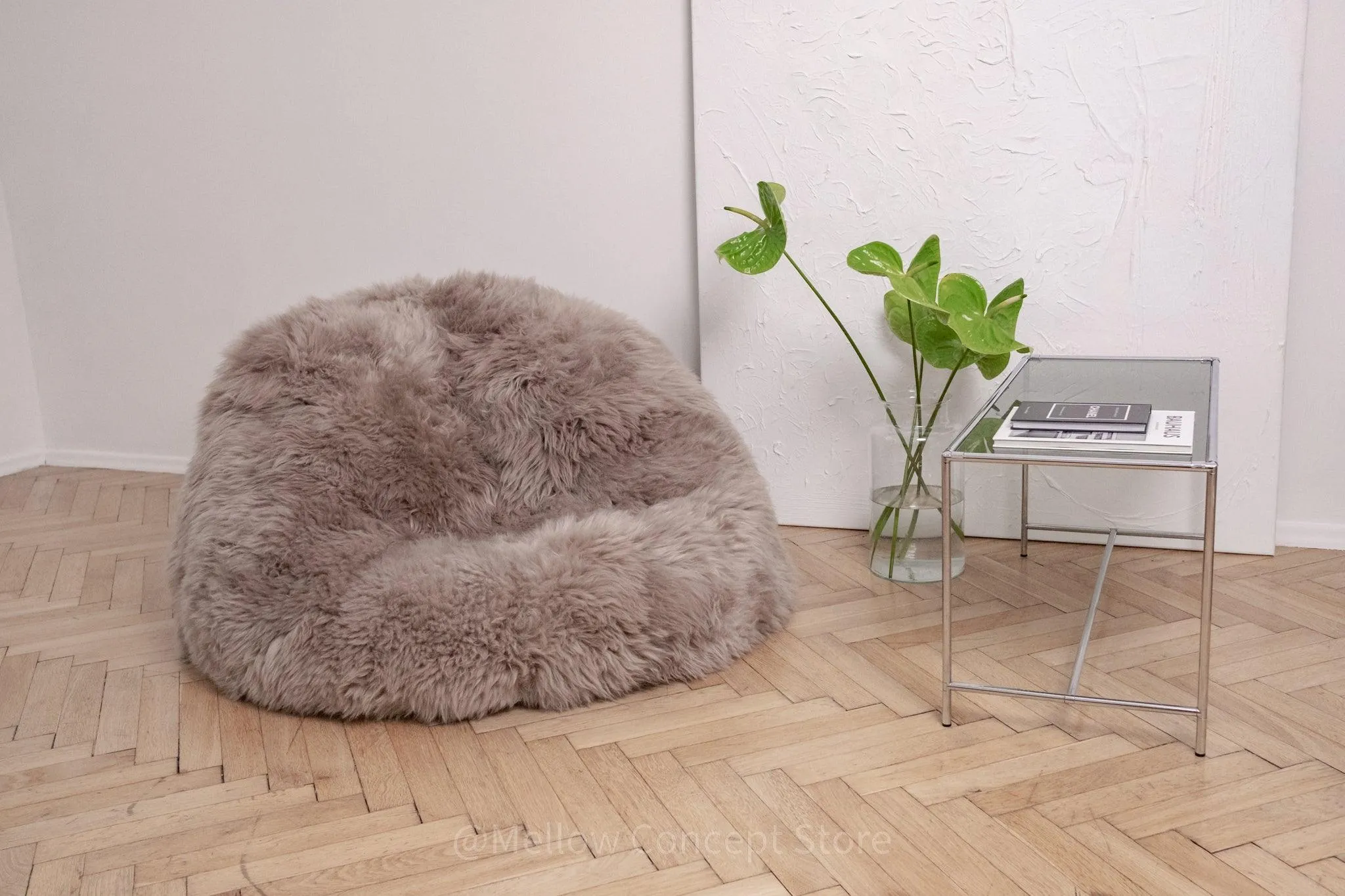 Natural Sheepskin Beanbag - Greige