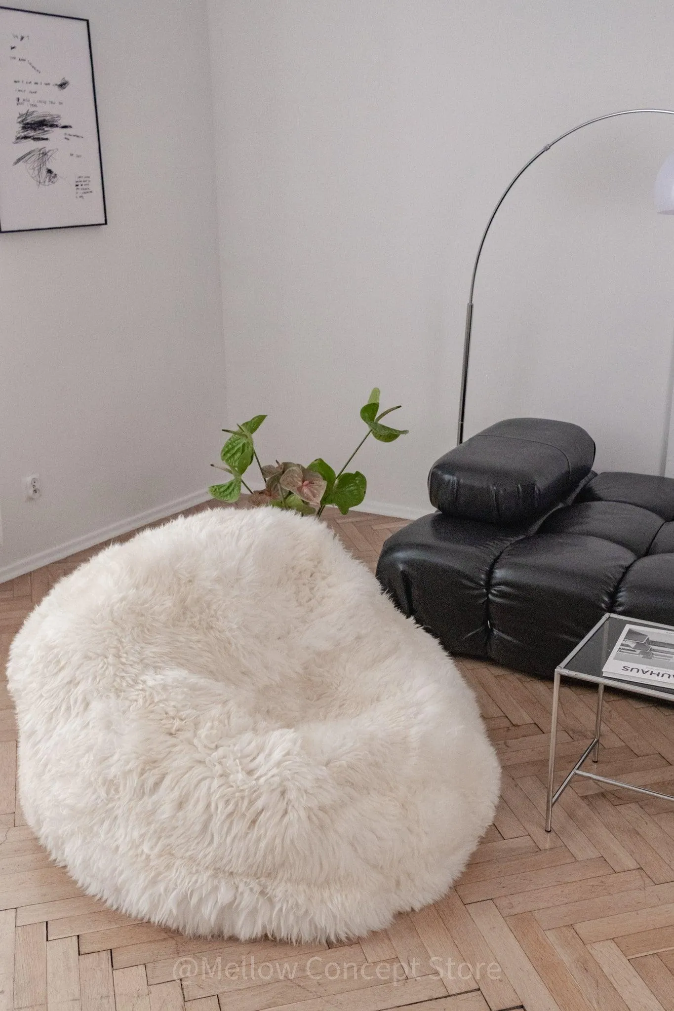 Natural Sheepskin Beanbag - White