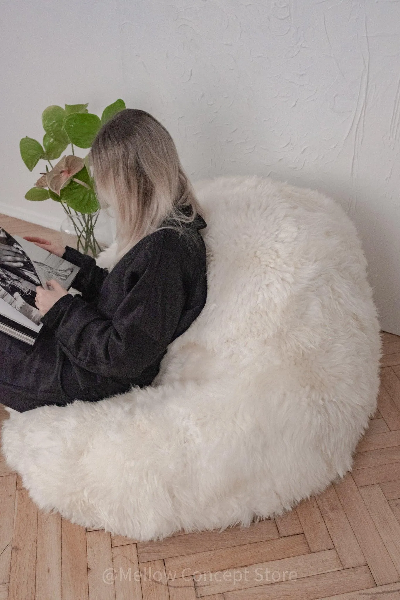 Natural Sheepskin Beanbag - White