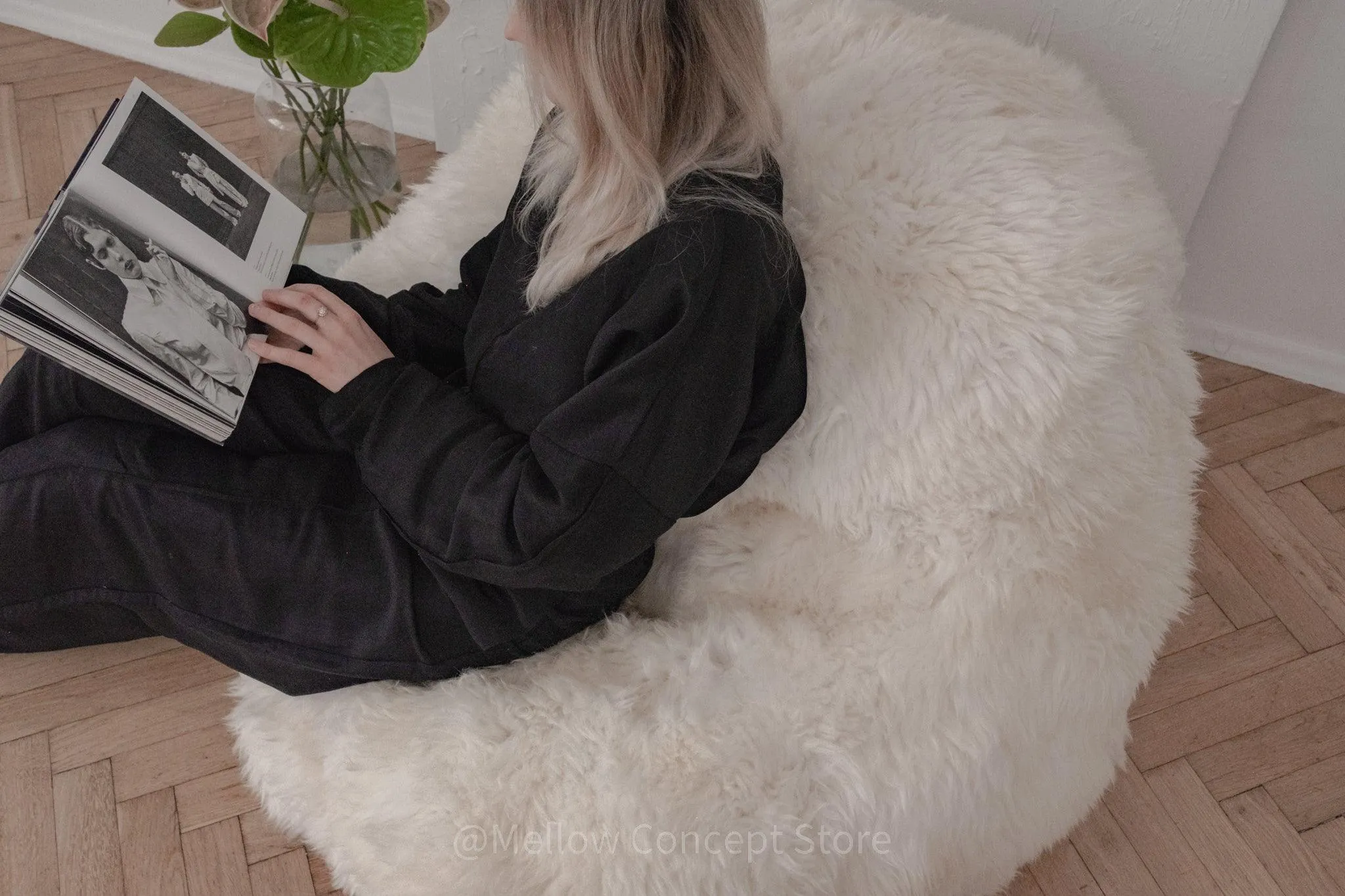 Natural Sheepskin Beanbag - White