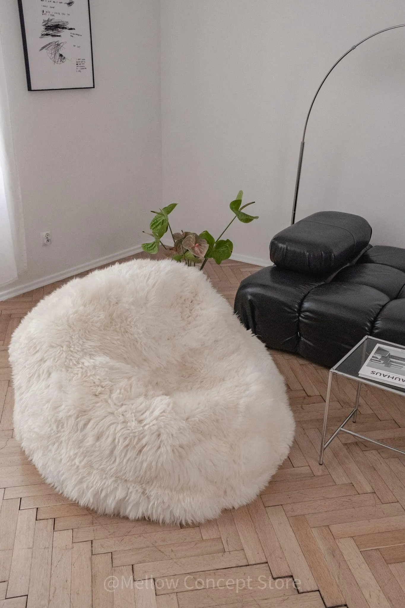 Natural Sheepskin Beanbag - White