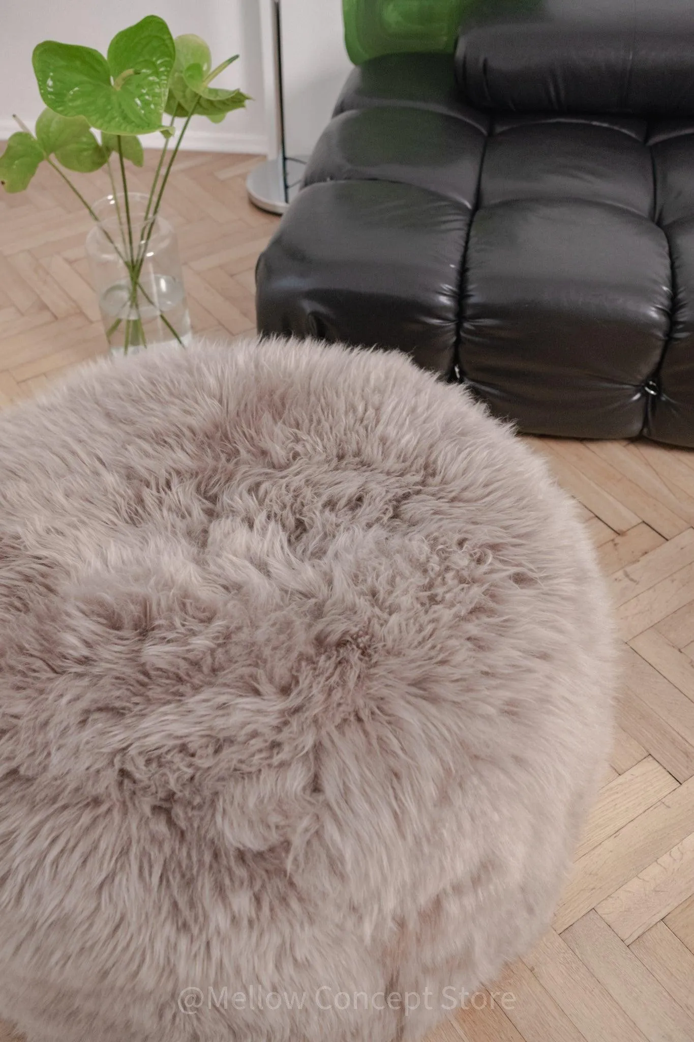 Natural Sheepskin Pouf / Ottoman - Greige