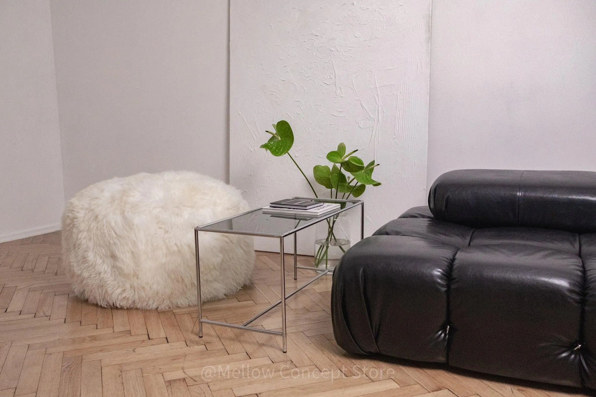 Natural Sheepskin Pouf / Ottoman - White