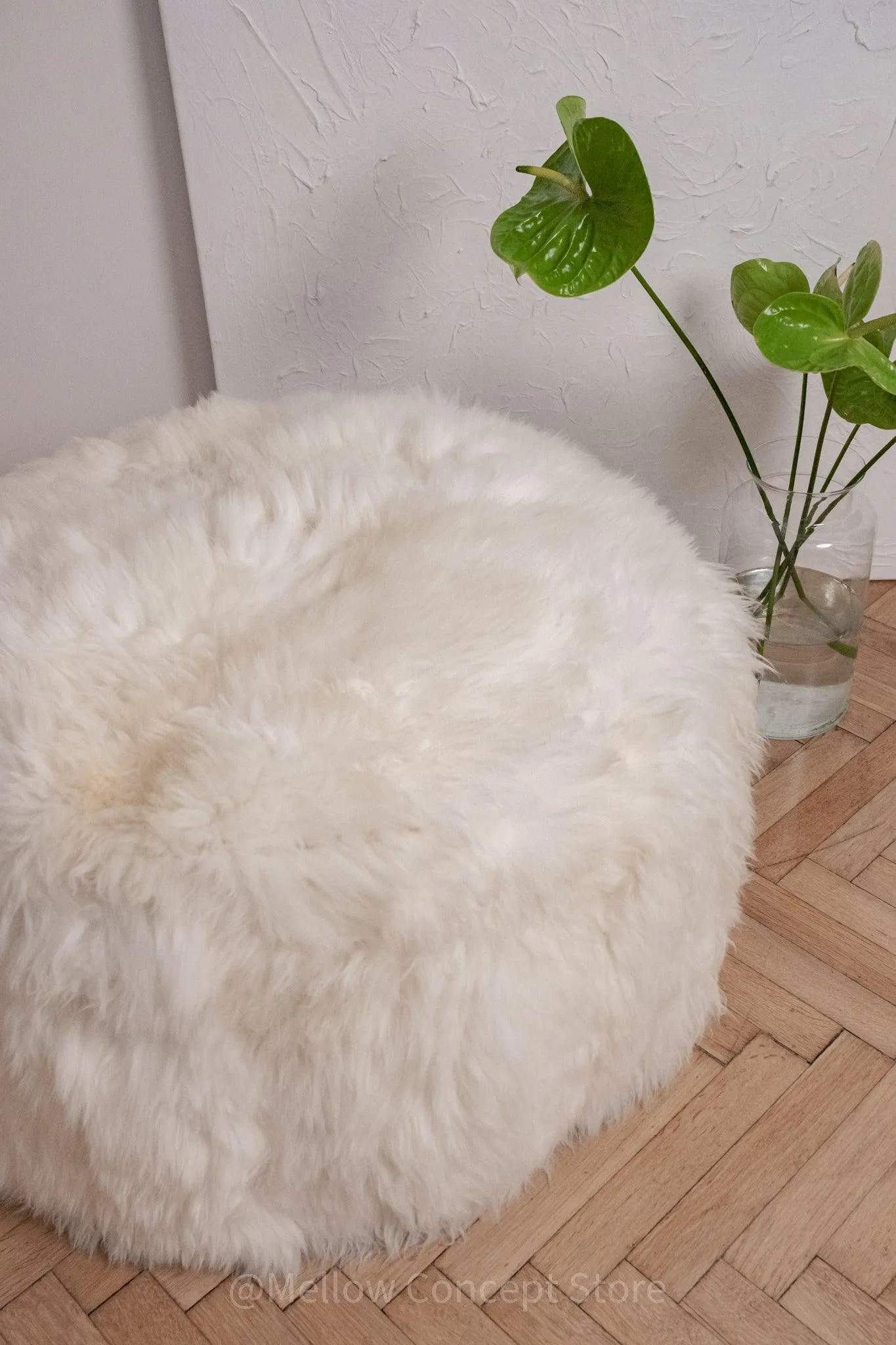 Natural Sheepskin Pouf / Ottoman - White