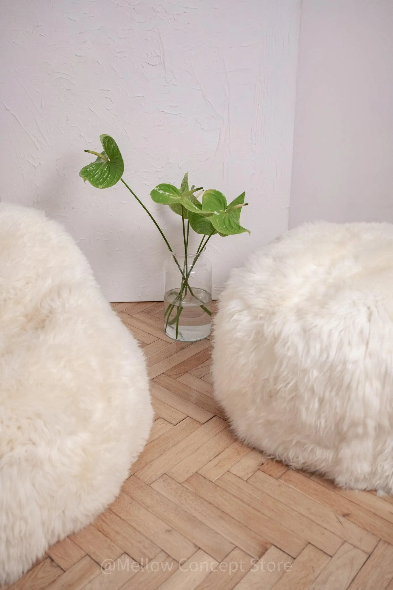 Natural Sheepskin Pouf / Ottoman - White