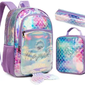 (NET) Mermaid Girls School Backpack Set 3 Pcs