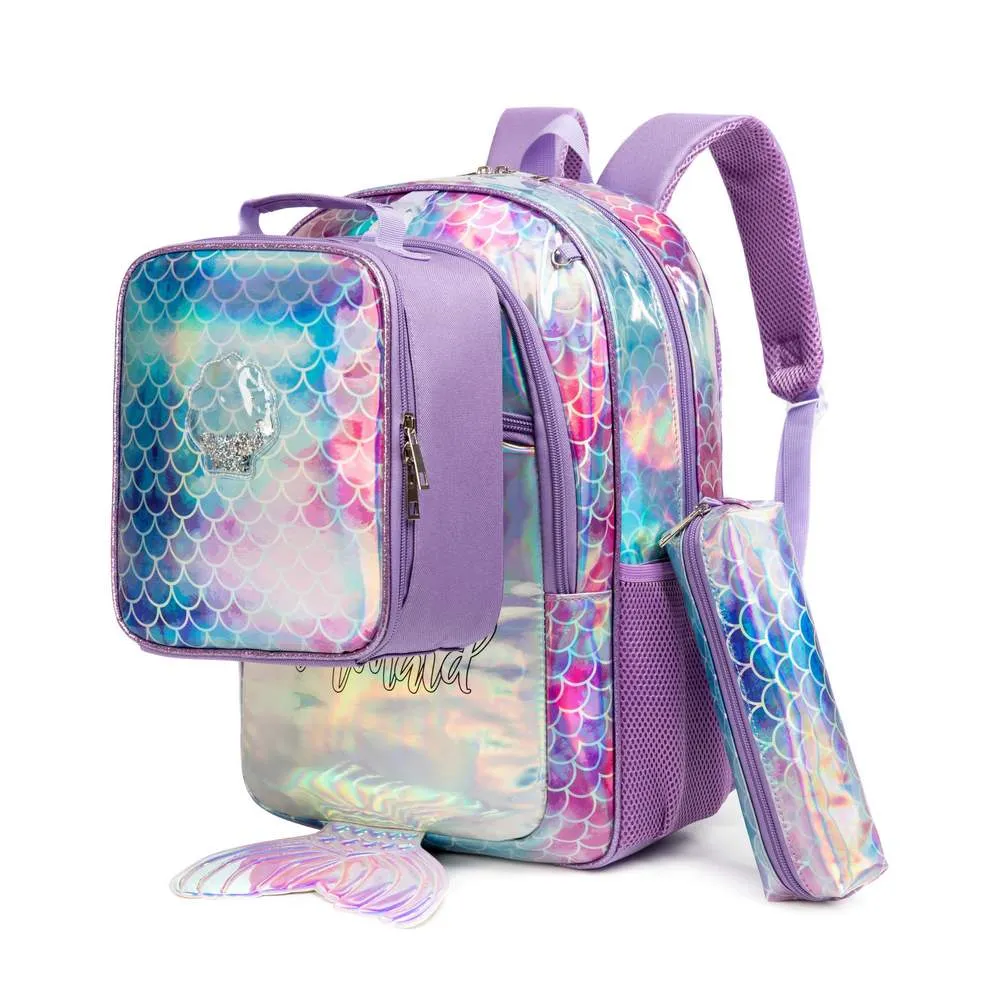 (NET) Mermaid Girls School Backpack Set 3 Pcs