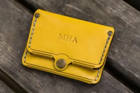 No.38 Personalized Minimalist Hanmade Leather Wallet - Yellow