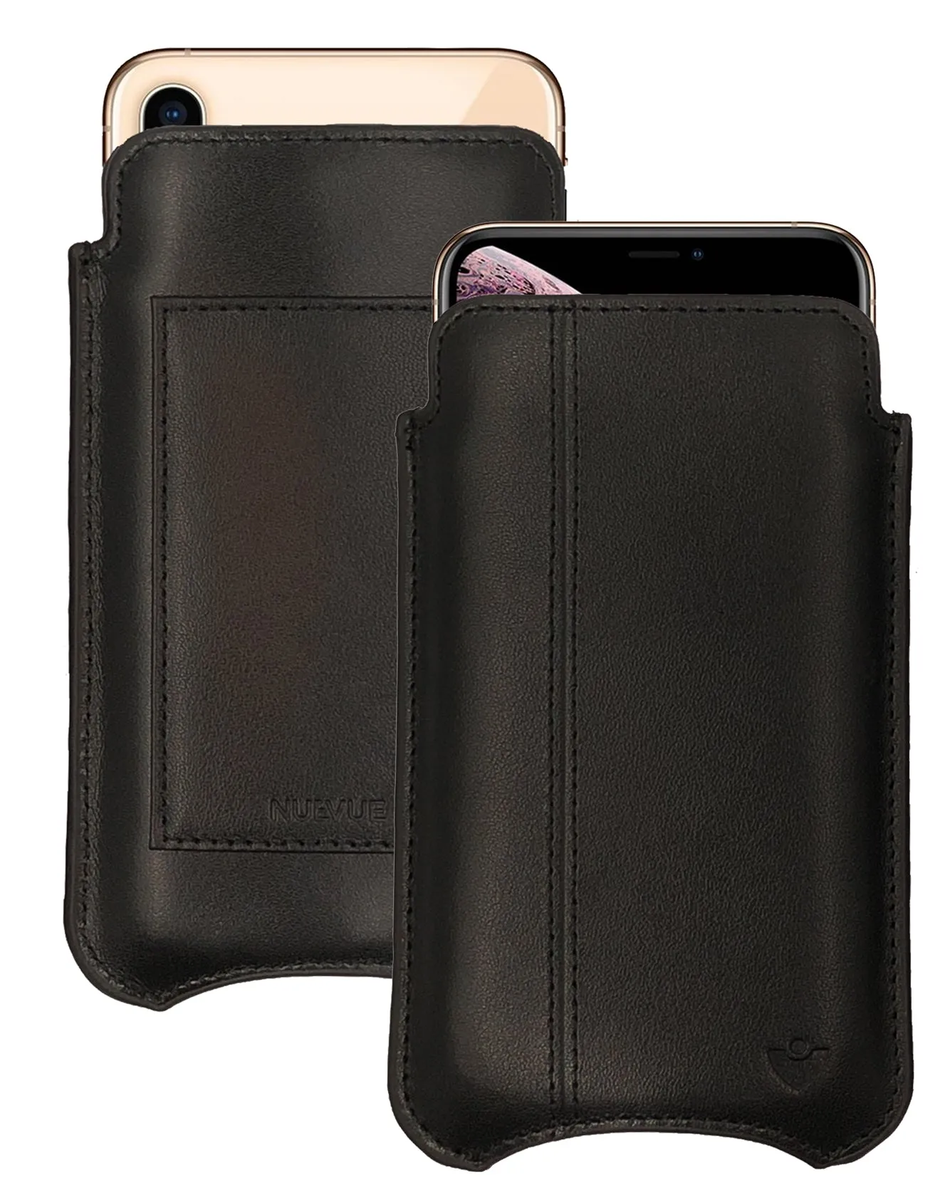 NueVue iPhone 11 Pro Max | iPhone Xs Max Wallet Case Napa Leather | Black | Sanitizing Cleaning Case