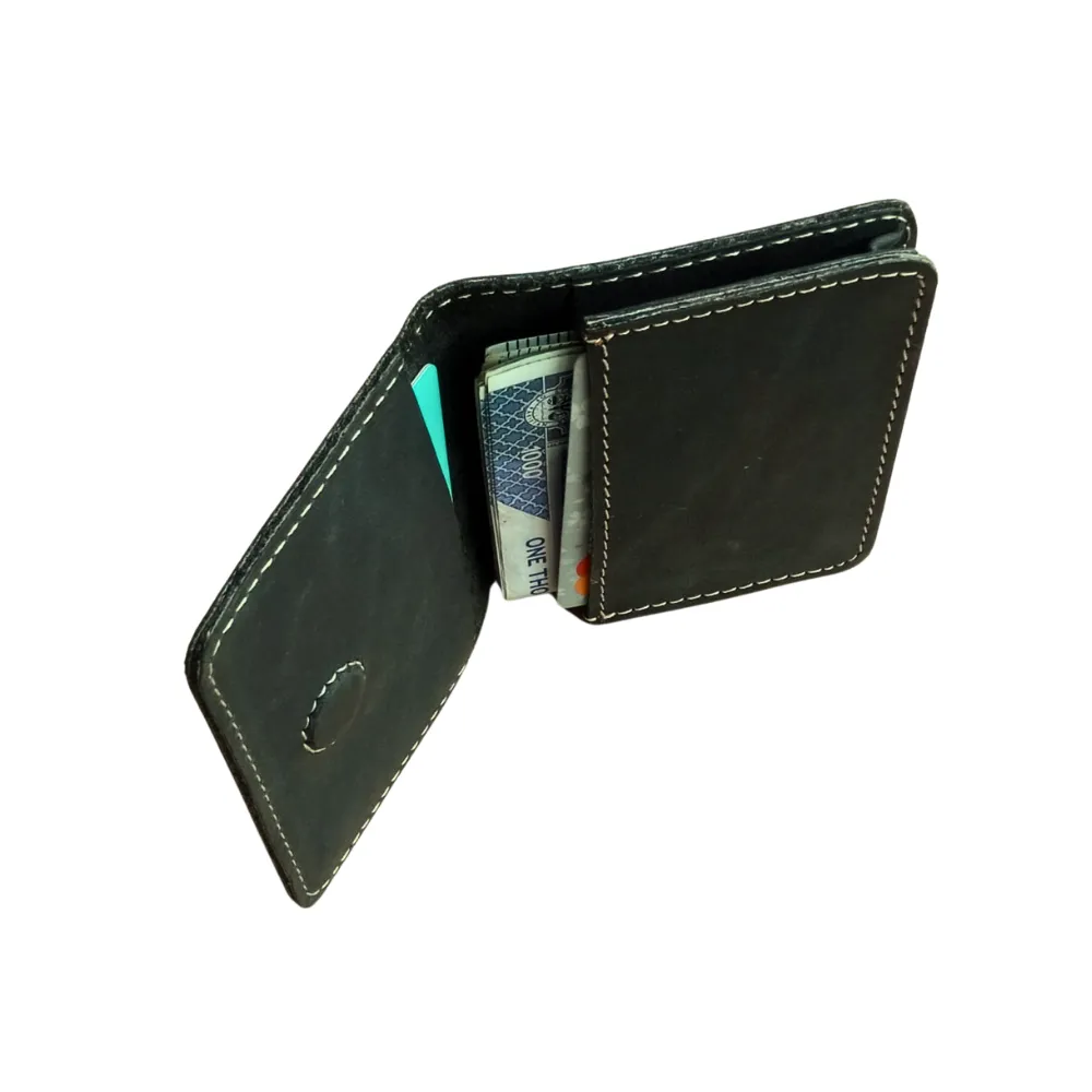 Ocean Green Leather Wallet - Hidden Magnetic Closure