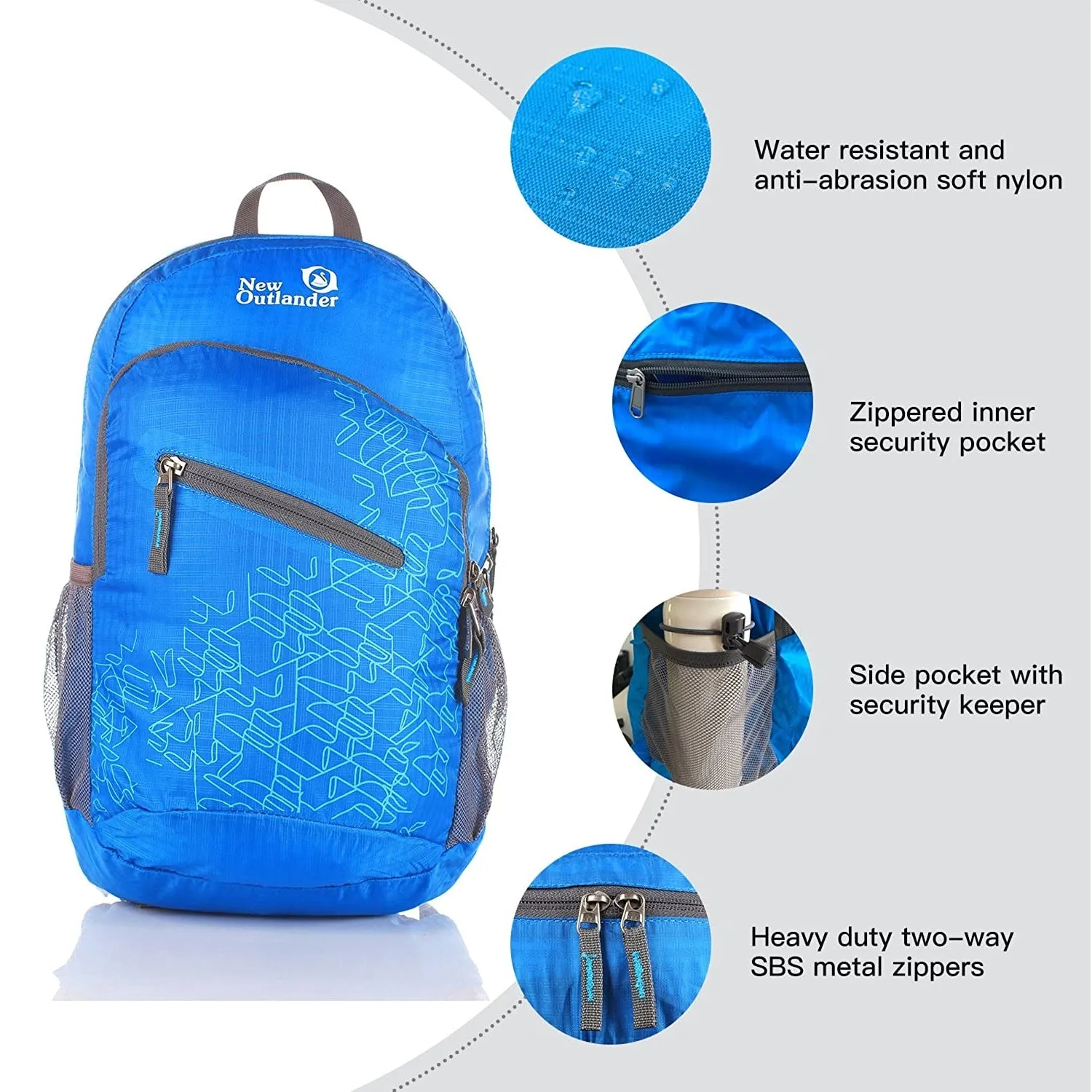 Outlander Ultra Lightweight Packable Water Resistant  Travel Hiking Backpack | Light Blue