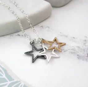 Peace Of Mind - Silver Plated Triple Star Necklace