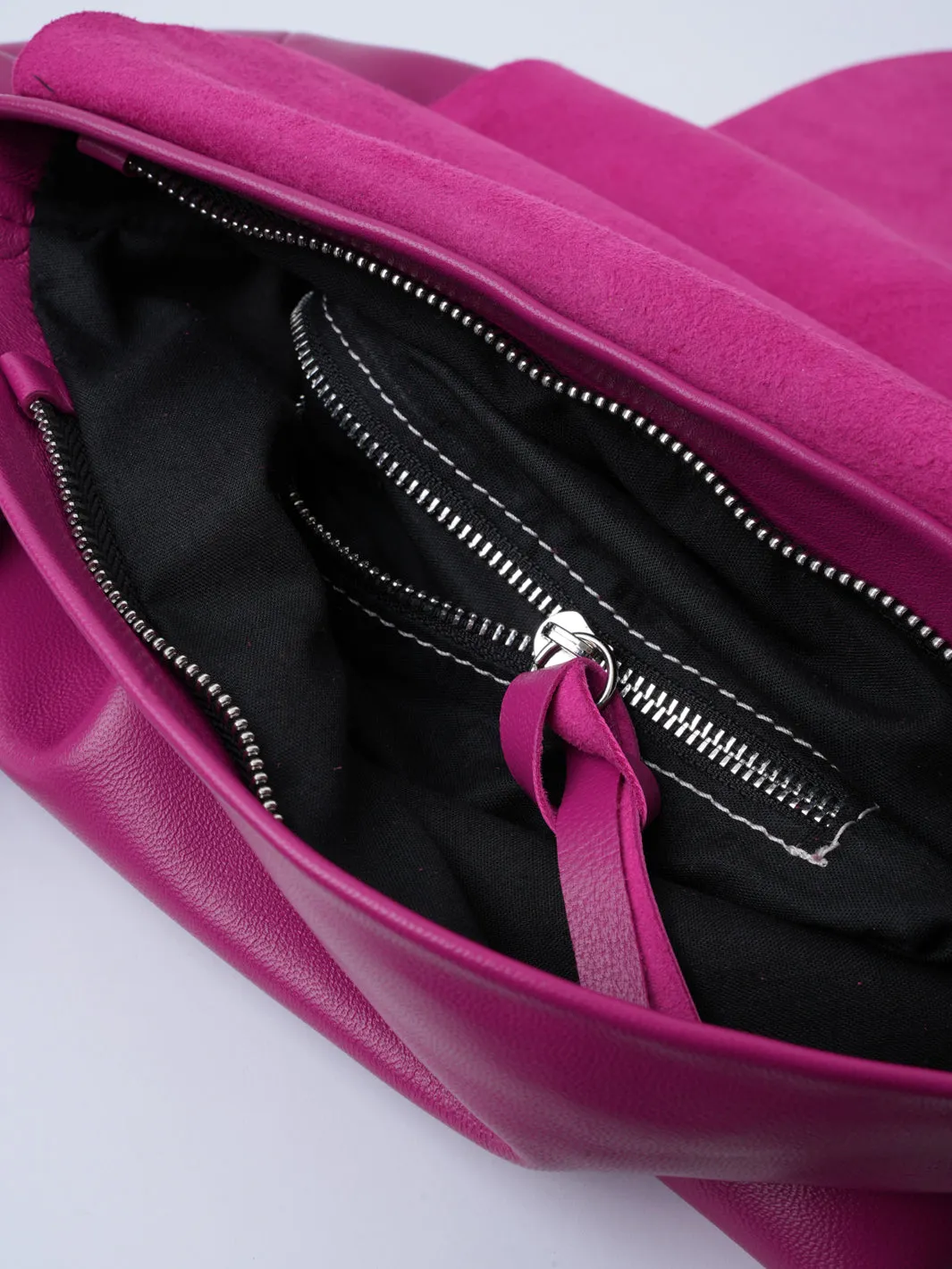 Pink Leather Bag with a Flap