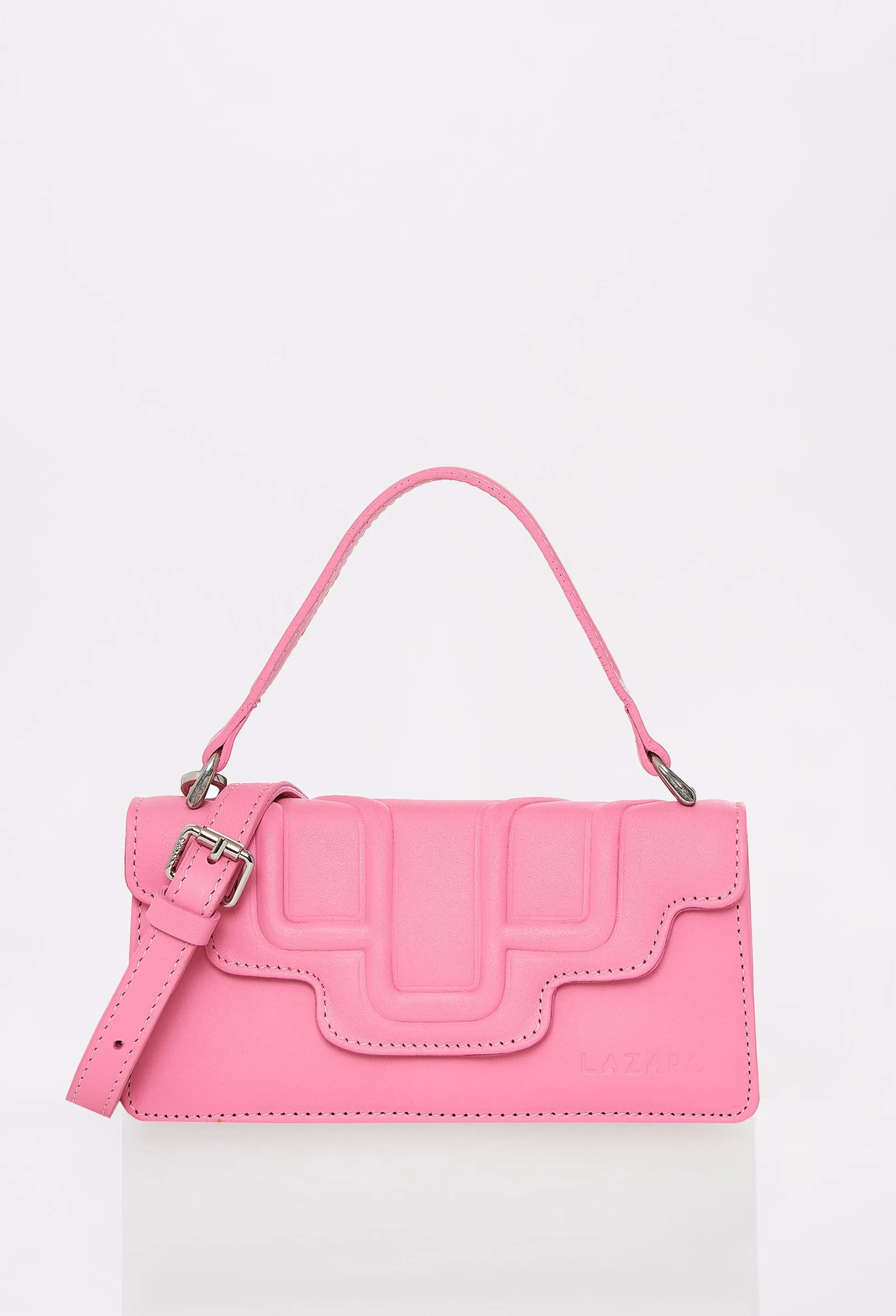 Pink Leather Crossbody Flap Bag 'Hilda'