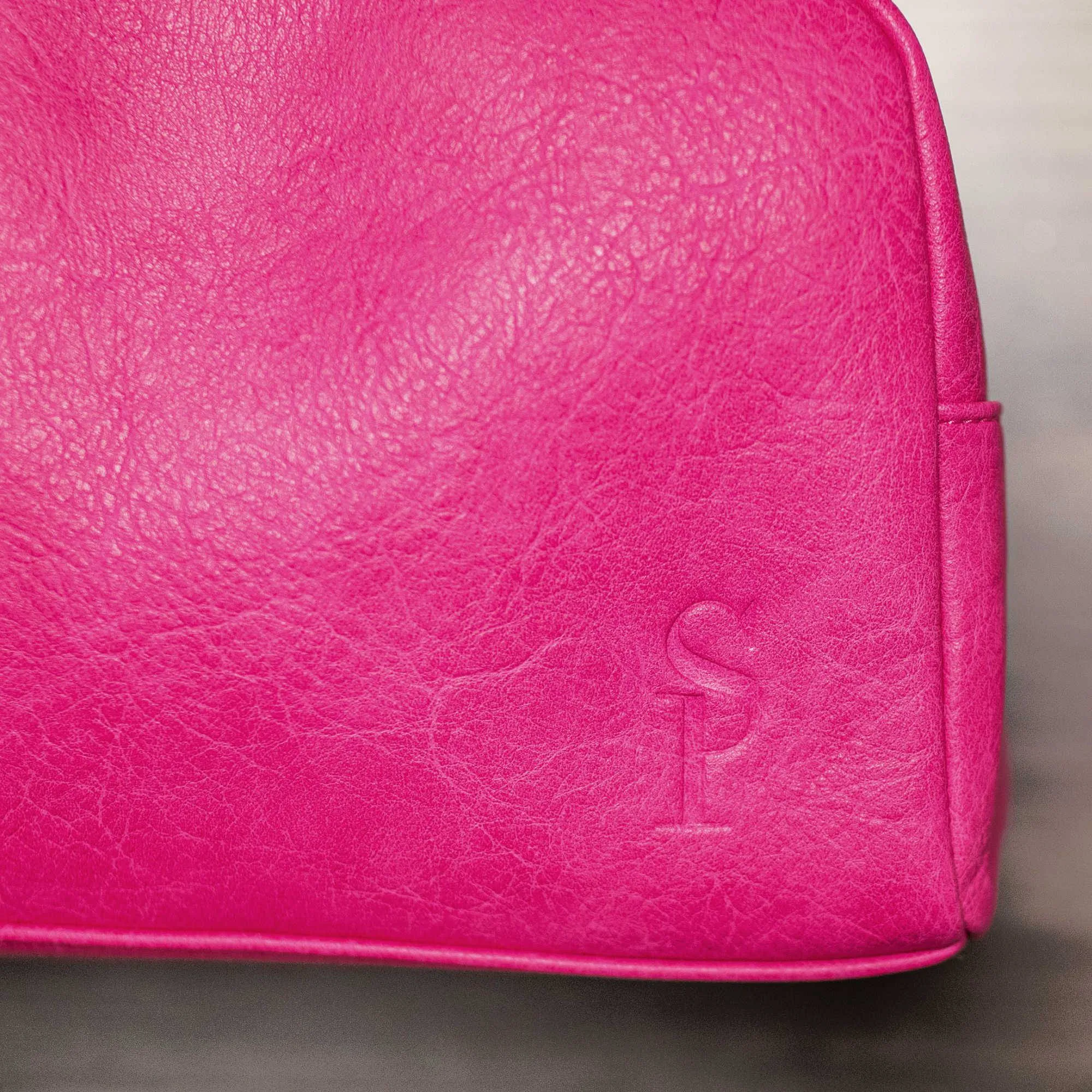 Pink Leather Toiletry Bag