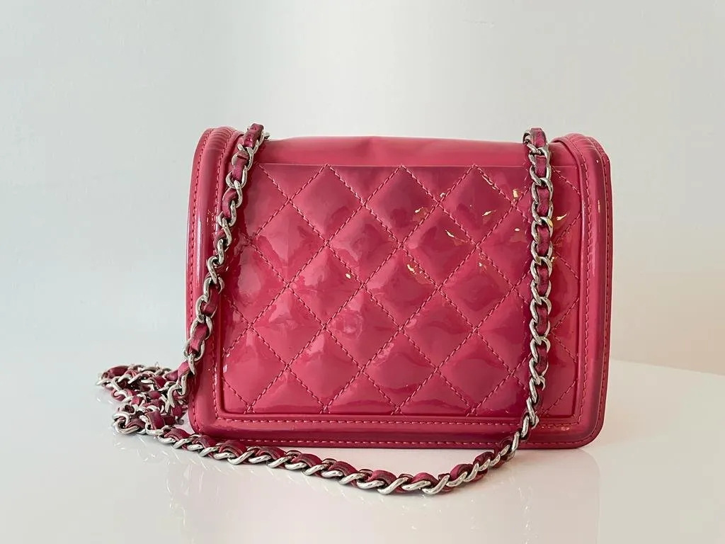 Pink Patent Leather Mini Flap Bag