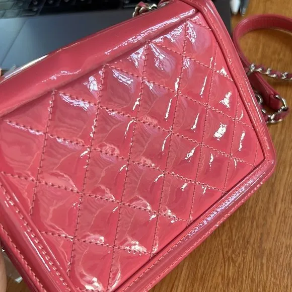 Pink Patent Leather Mini Flap Bag