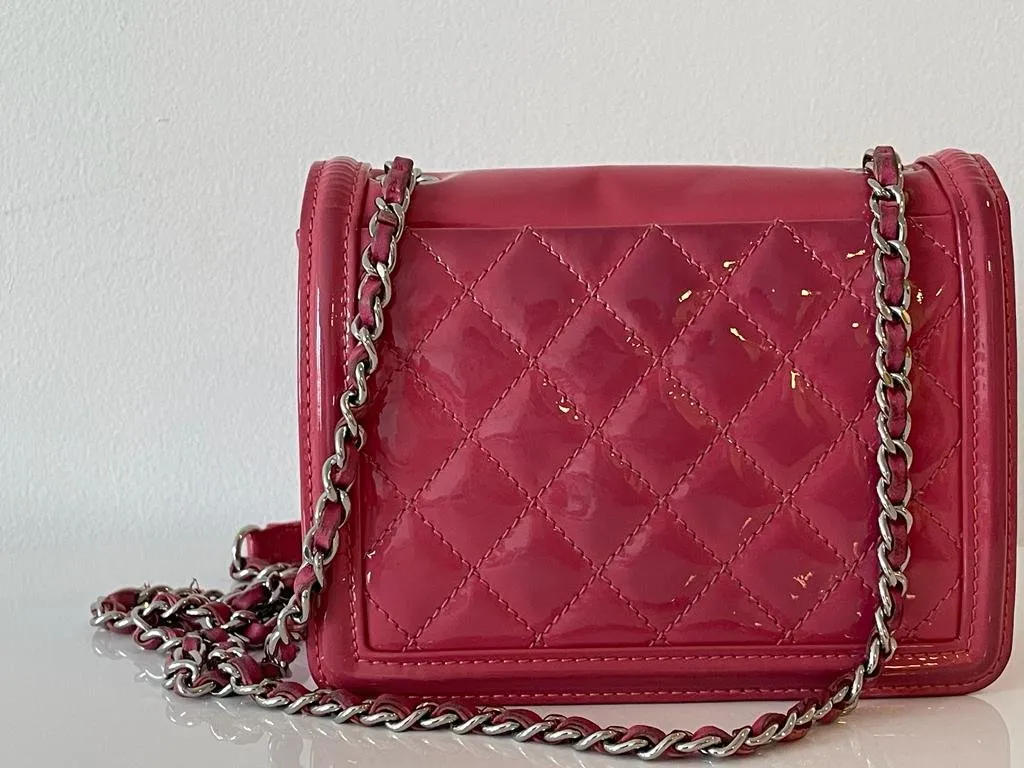 Pink Patent Leather Mini Flap Bag