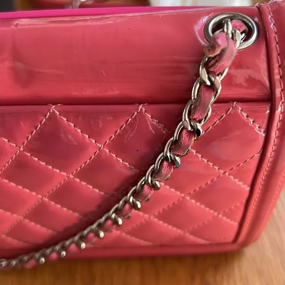 Pink Patent Leather Mini Flap Bag